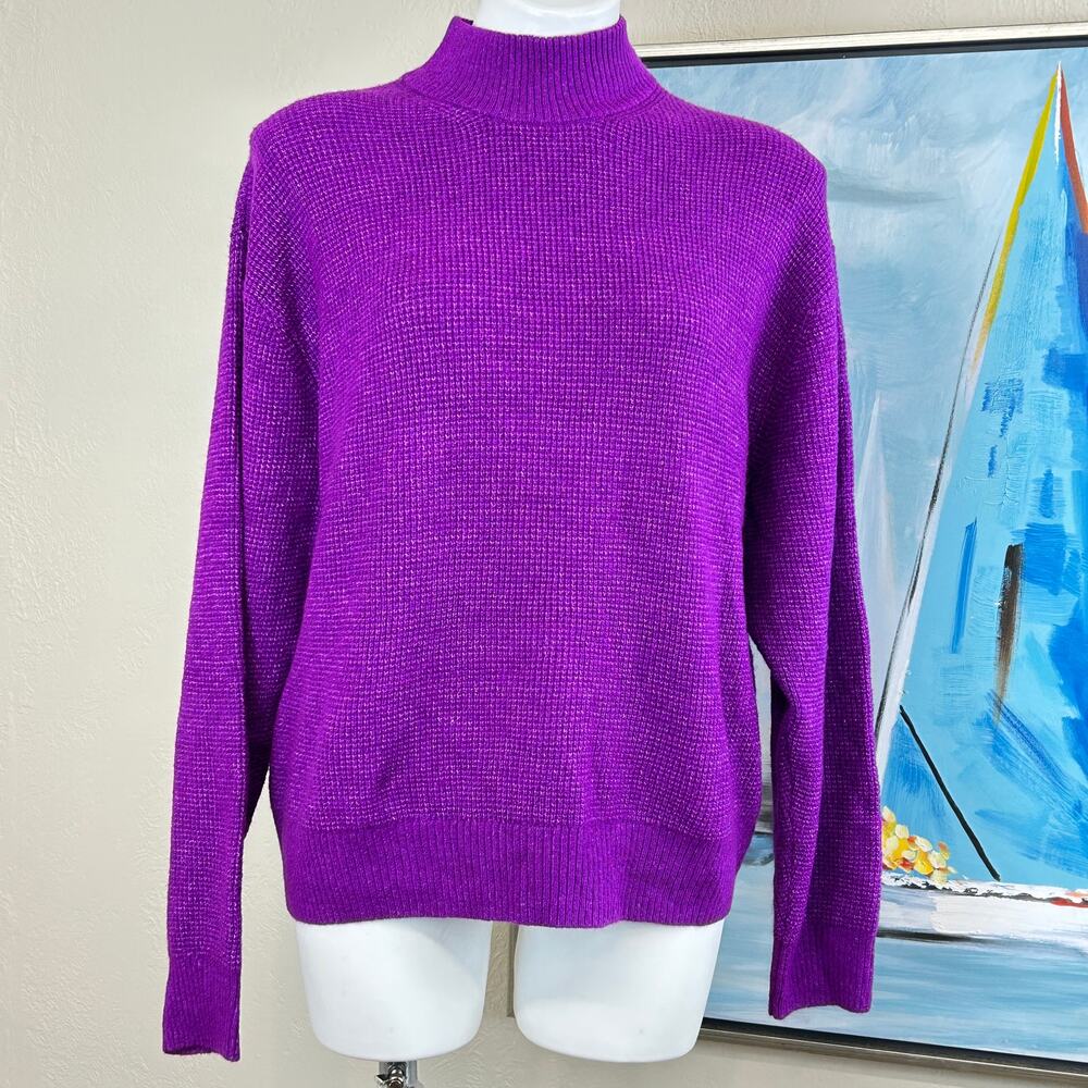 Gap Sweater Bright violet Mock Neck waffle Pull-over size XL NWT
